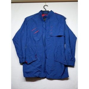 Vintage Atlantic Highlands Windbreaker Jacket M Medium Dark Blue Asymmetric